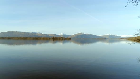 Shoreline of Loch Lomond in Scotland