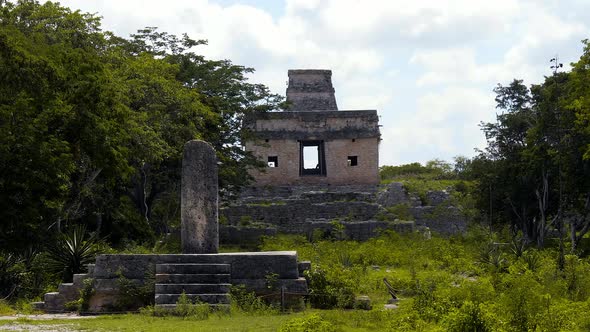 MAYAN RUINS DZIBILCHALTUN MERIDA YUCATAN MEXICO