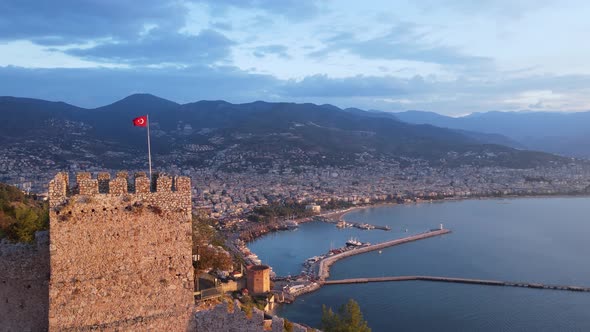 Alanya Castle - Alanya Kalesi Aerial View. Turkey