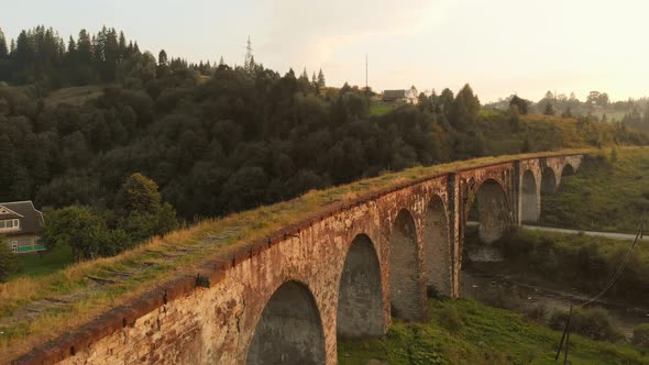 Scenic View of Old Railway Bridge in Transcarpathia Ukraine