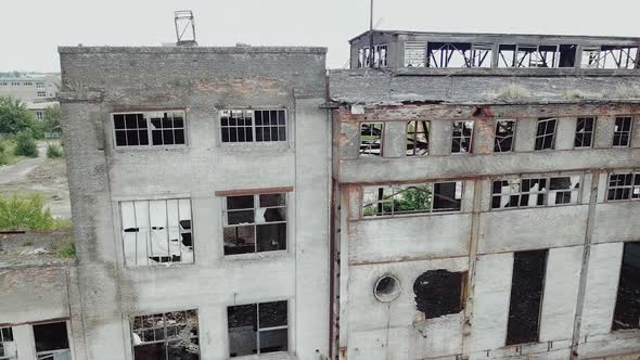 Abandoned industrial building. Aerial view.