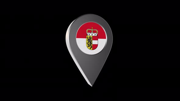 3d Animation Map Navigation Pointer With Flag Of Salzburg ( Austria) With Alpha Channel - 4K