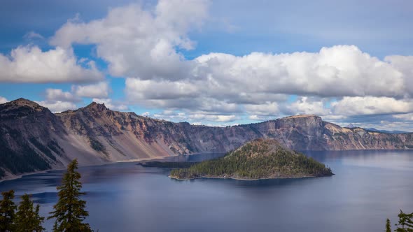 Time lapse of clouds moving above Crater Lake in Oregon