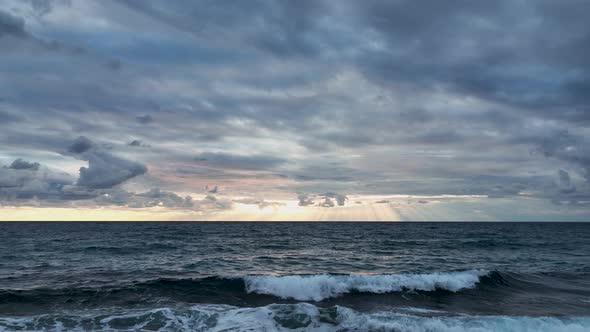 Cloudy Blue Sunset at Sea Turkey Alanya 4 K