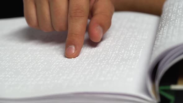 Braille Blind Reading. Close Up