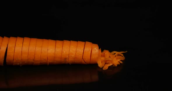 Stop Motion Cutting Carrot Close Up