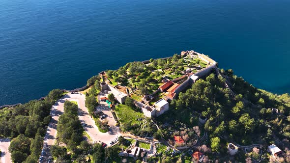 Alanya Castle Alanya Kalesi Aerial View of Mountain and City Turkey