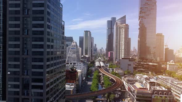 4k Aerial city view of Bangkok dowtnown, Flying over Bangkok, Thailand.