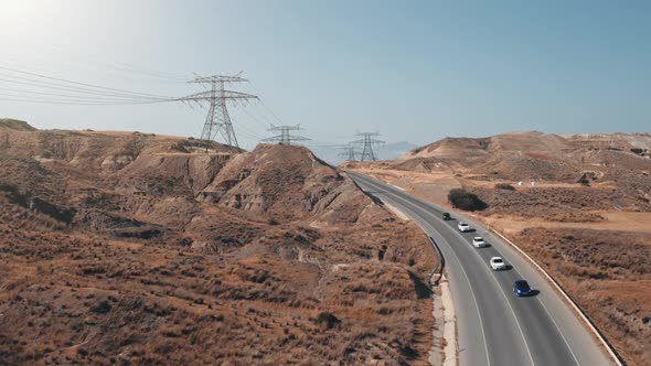 Electric Cars Driving Highway Road