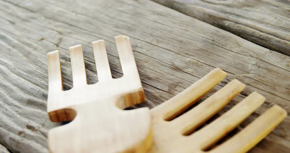 Wooden fork on table