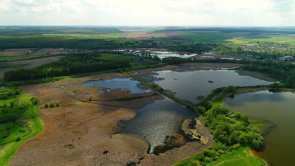 Aerial View of Fishery Ponds