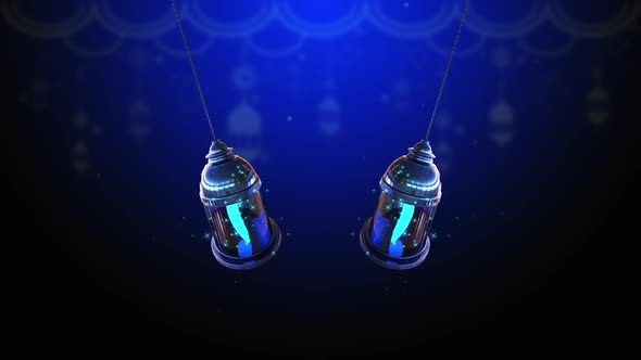 Ramadan Kareem Lanterns Blue Color