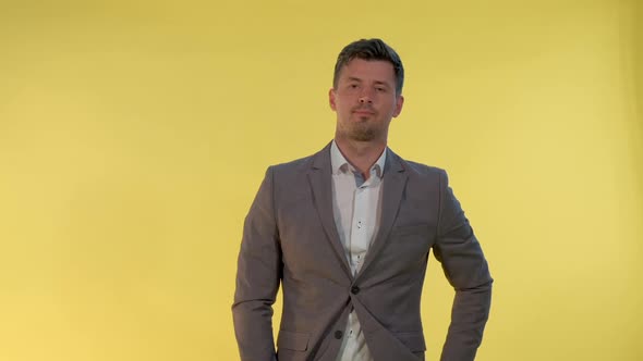 Elegant Man in Suit Waiting for Somebody