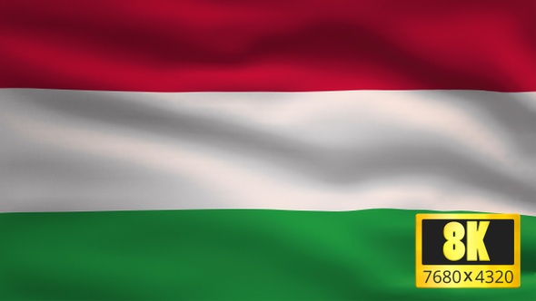 8K Hungary Windy Flag Background