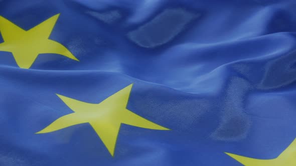 EU official flag 4K 2160p UHD footage - European Union flag close-up 4K 3840X2160 UHD panning video