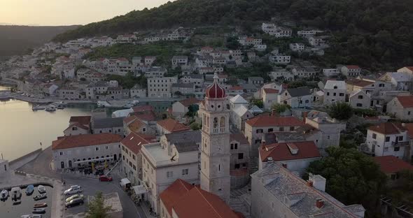 AERIAL: Mediterranean village in Croatia