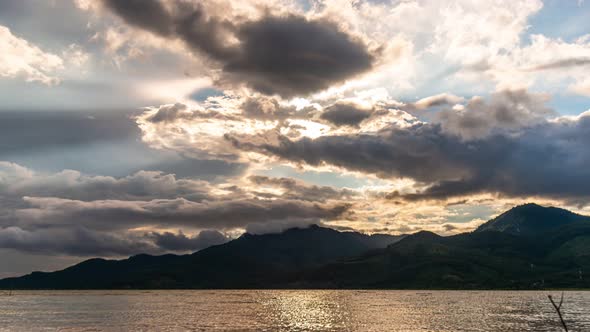 View of Colorful dramatic sky sunset or sunrise with Moving clouds background