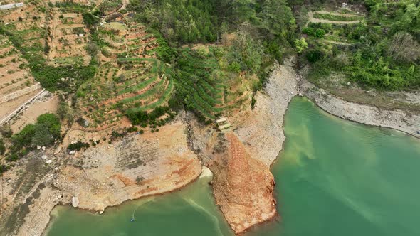 Farming on the banks of the river aerial view Alanya Turkey 4 K