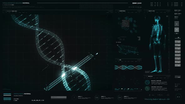 Futuristic Microscopic Scan Of Human DNA In Innovative Research Interface alt