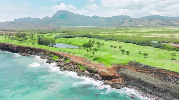 Summer Landscape on Sunny Lands at Cloudy Skies Summer Sport Activity  Hawaii