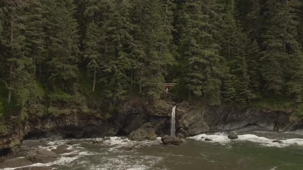 Beautiful Aerial Panoramic Landscape View of the Rocky Pacific Ocean Coast in the Southern Vancouver