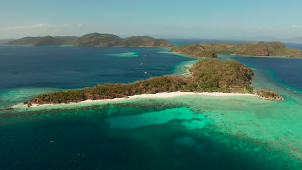 Tropical Island with Sandy Beach Philippines Palawan