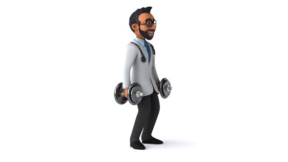 Fun 3D cartoon animation of a fun indian doctor