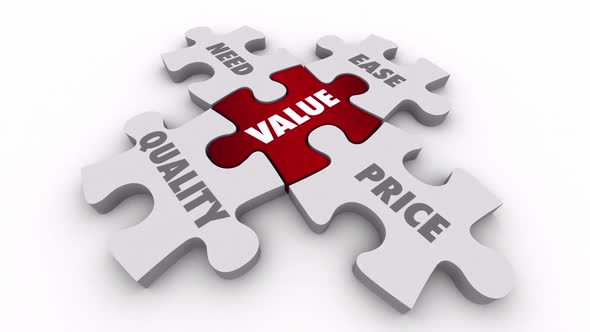 Value Price Quality Need Ease Puzzle Pieces 3d Animation