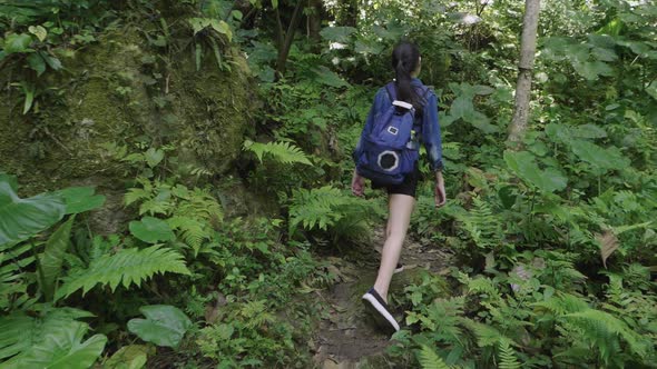 Young Woman Walking In The Forest