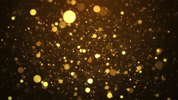 3d Gold Floating Dust Bokeh Particles In The Air Slow Motion.