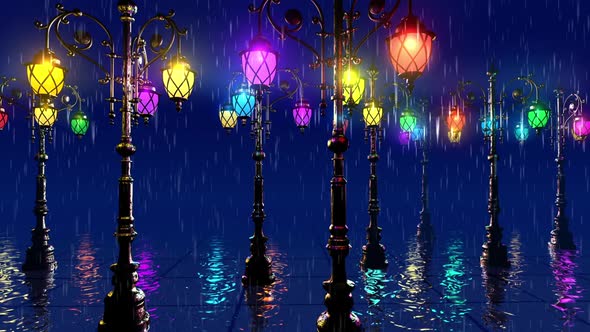 Colorful Street Lights In The Rain