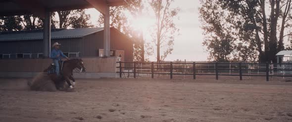 Cowboy on a Horse Ranch