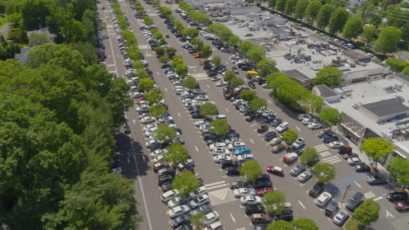 Aerial View of a Parking Lot and Shopping Center in Manhasset Long Island