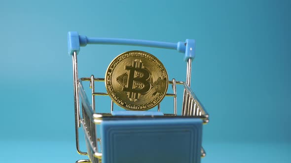 Shopping cart with cryotocurrency bitcoin