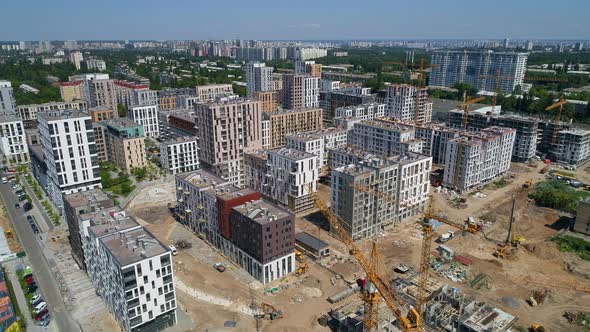 Drone Aerial View Cityscape Modern Building Residential Complex Nice Town