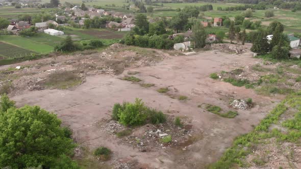 Ruins of destroyed factory. Building destroyed.