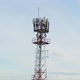 Aerial View Shot By Drone Telecommunication Base Station With  Clouds And Blue Sky. - VideoHive Item for Sale