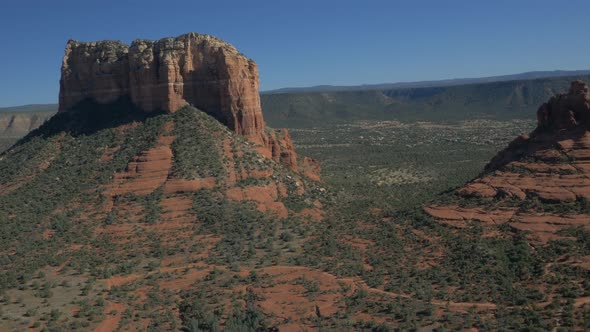 Aerial view of the Courthouse Butte and the Bell Rock