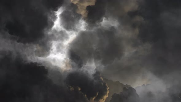 4k dark, thick cumulonimbus clouds