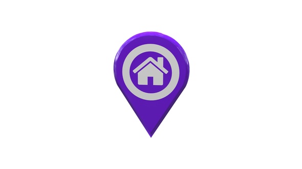 Home Map Location 3D Pin Icon Purple V6