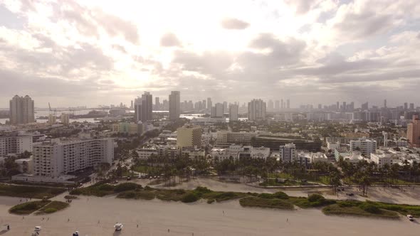 Aerial Video Beautiful Sky Over Miami Beach Fl