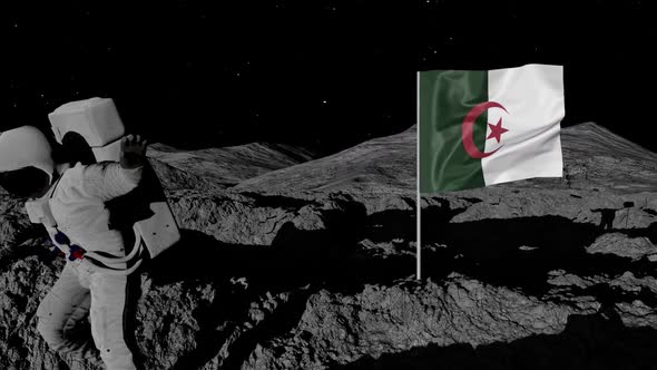 Astronaut Planting Algeria Flag on the Moon alt