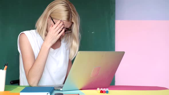 Serious Studen Girl with Laptop