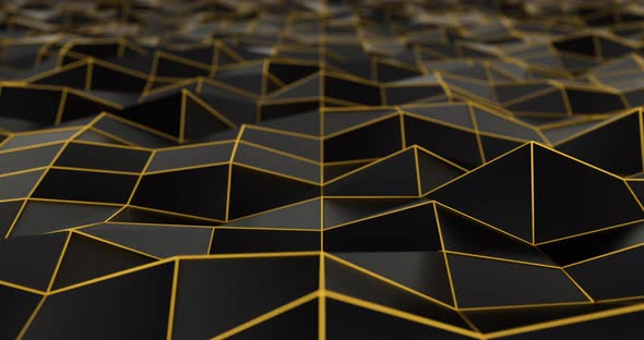 3D Gold And Black Abstract Background