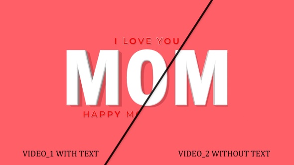 Happy Mother's Day Dynamic 3D Rendering, I Love You Mom Hearts Black Effect,