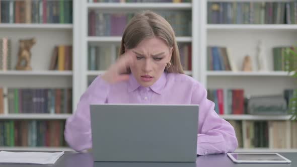 Upset Angry Woman Working on Laptop
