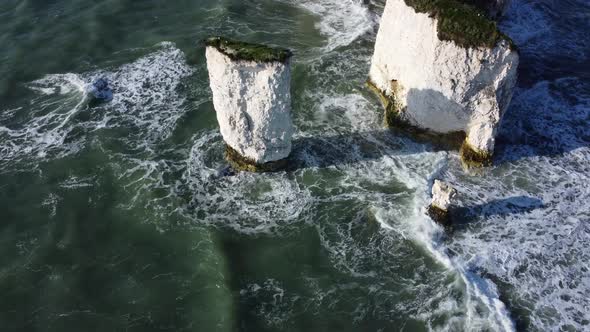 Old Harry Rocks waves crashing rotate