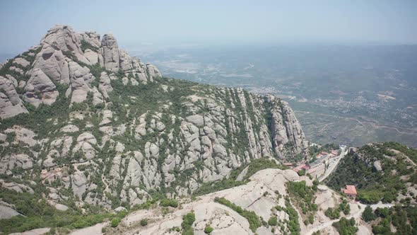 Aerial Shot of Multi-peaked Mountain Range