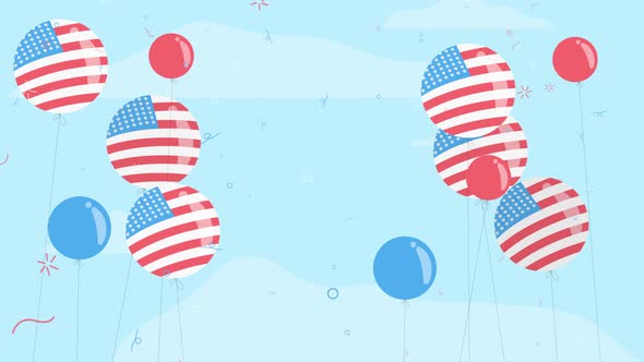 USA Balloons Loop Background 4K