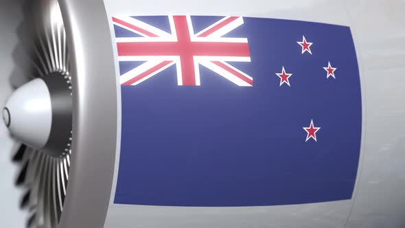 Airplane Engine with Flag of New Zealand